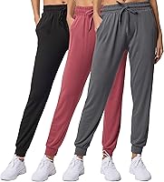 Real Essentials Women's 3 Pack Ultra-Soft Lounge Joggers Sweatpants with Pockets - Yoga Running Workout Plus Size XS-3X