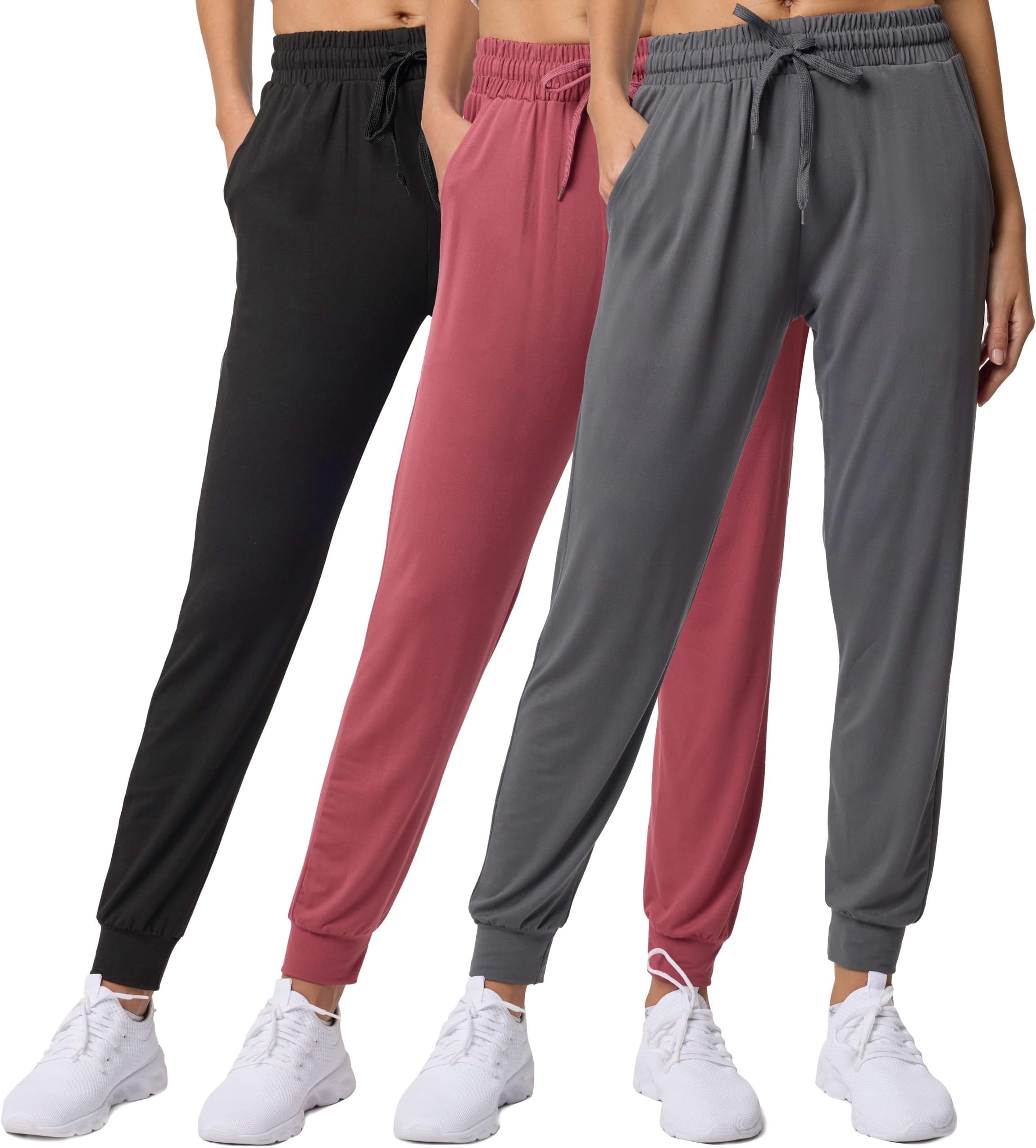 3 Pack: Women's Lounge Joggers Sweatpants with Pockets Yoga Running Athletic Workout (Available in Plus Size)