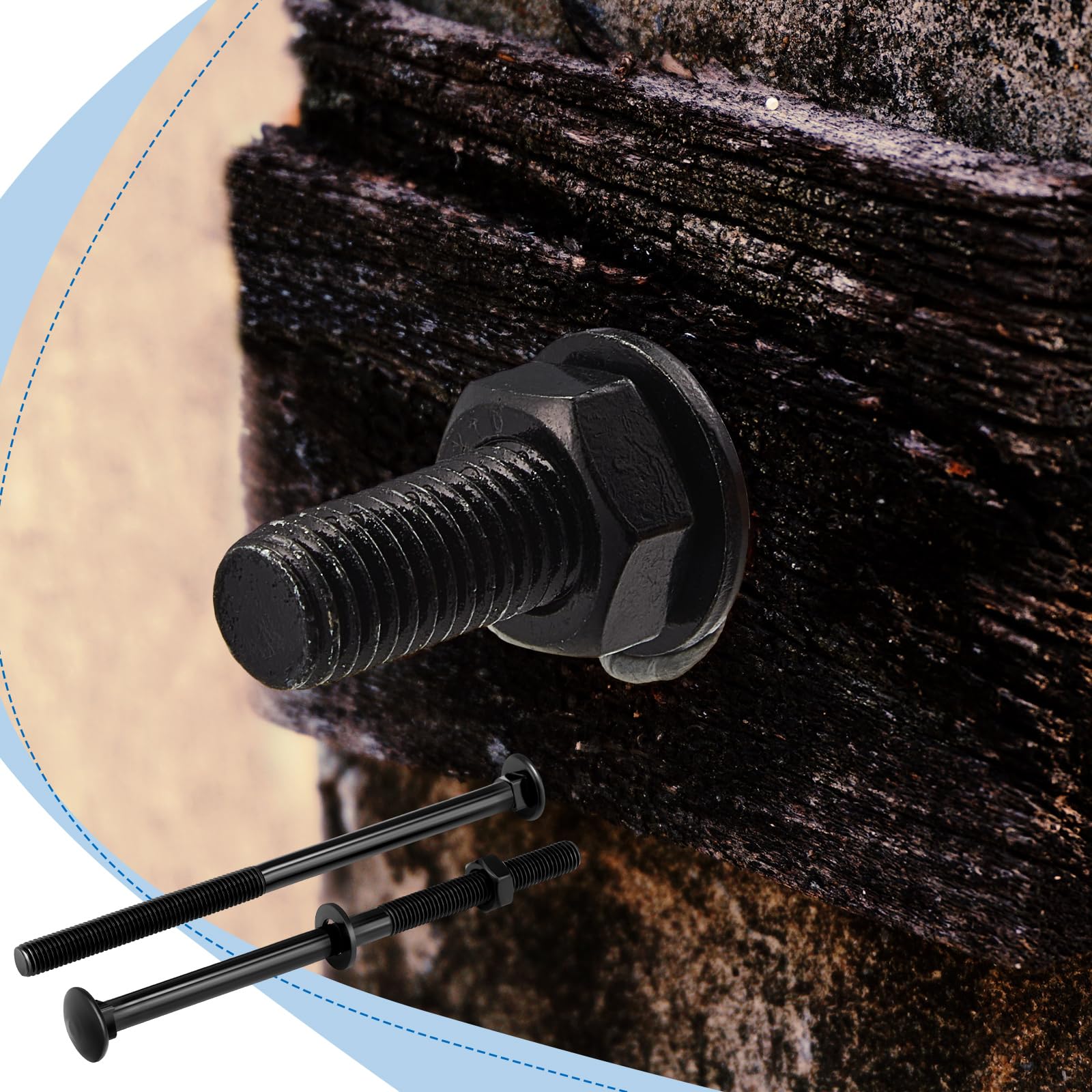 Zonon Carriage Bolts - 12 Sets Black Galvanized -7