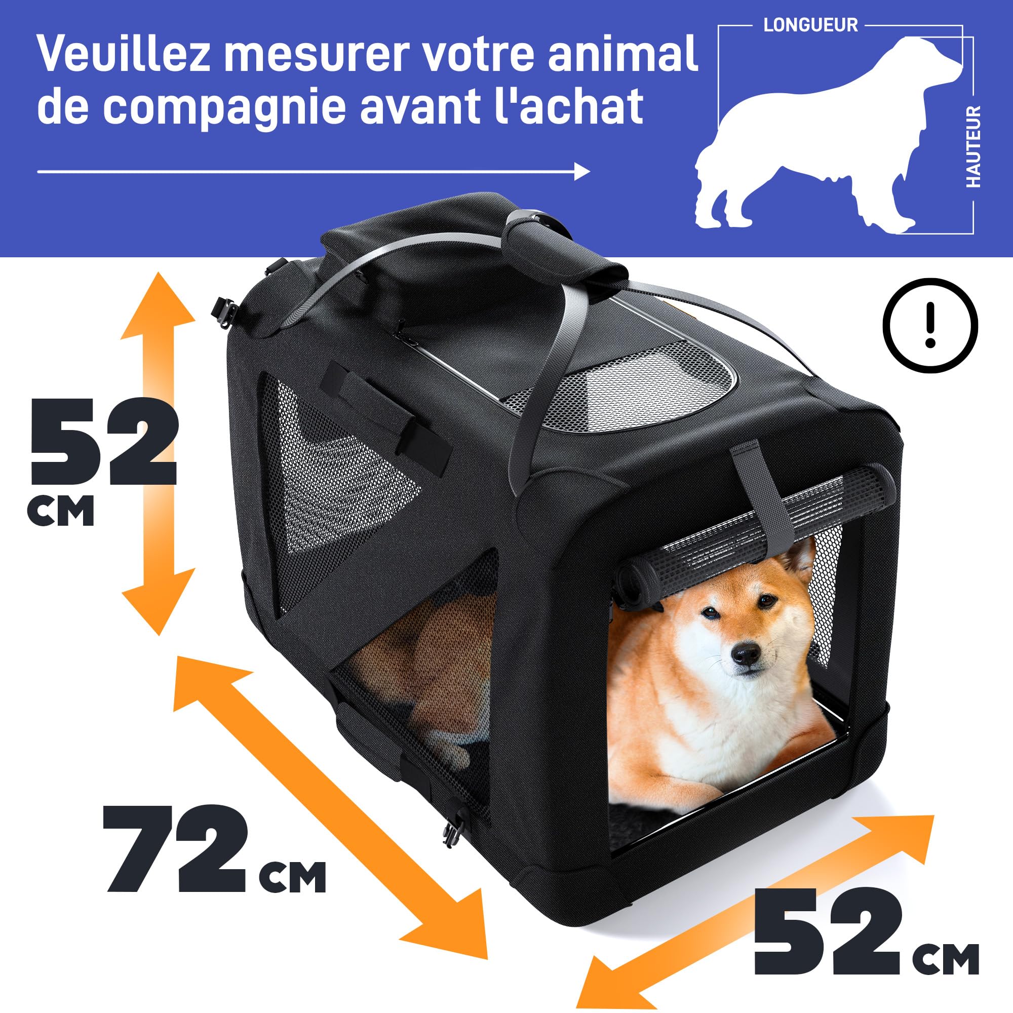 PETPROVED Caisse de voyage pour chien - Cage de transport pour chiens de grande taille - Caisse pliable pour voitures