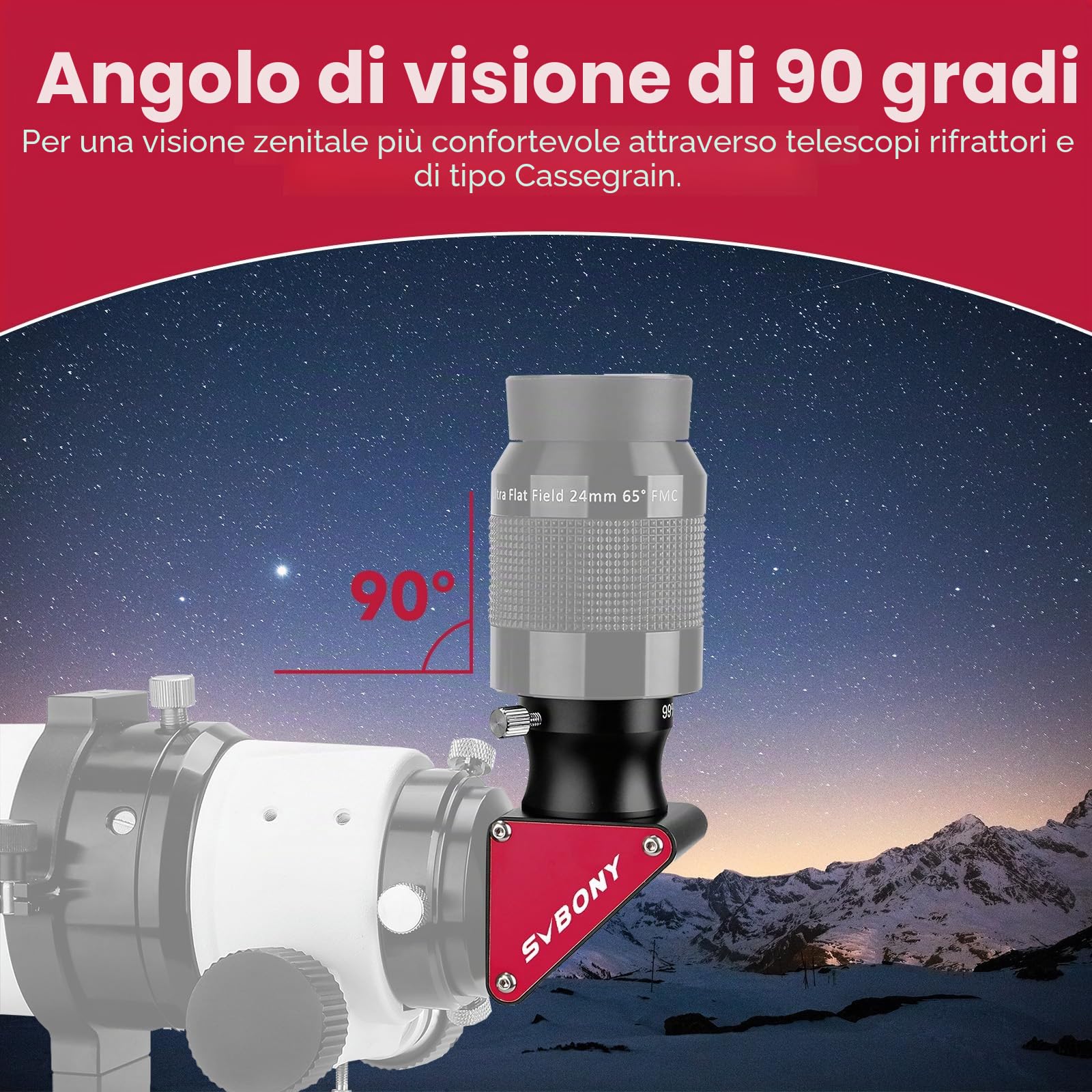 Svbony SV188P Diagonale Dielettrico, 99% di Riflettività Specchio Dielettrico, 1.25 Pollici 90 Gradi Diagonale Telescopio, Accessori per Telescopio per il Pianetario Profondo Cielo Visivo