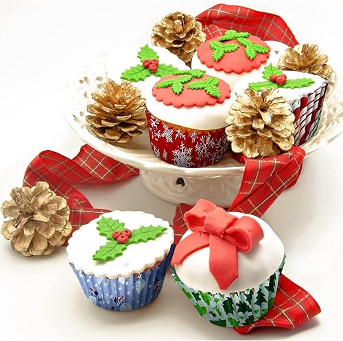 Miniatura 4 de 600 envoltorios de cupcakes de Navidad, forros de cupcakes de Papá Noel, tazas de cupcakes de muñeco de nieve, tazas de papel colorido de Navidad