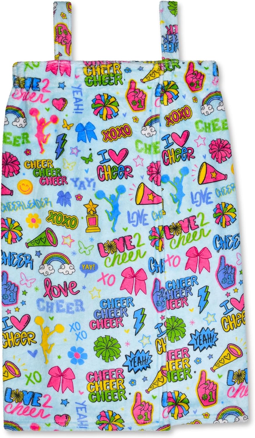 iscream + Corey Paige Designs Big Girls' Silky Soft Plush Spa Wrap for Home, Travel, Summer Camp - Love Boldly Collection