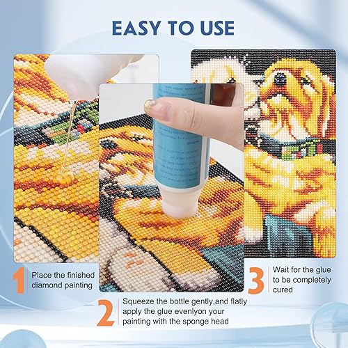 Miniatura 5 de Jawecci Sellador de pintura de diamantes, sellador de arte de pintura de diamante de 4.1fl oz con cabezal de esponja, accesorios de pintura de