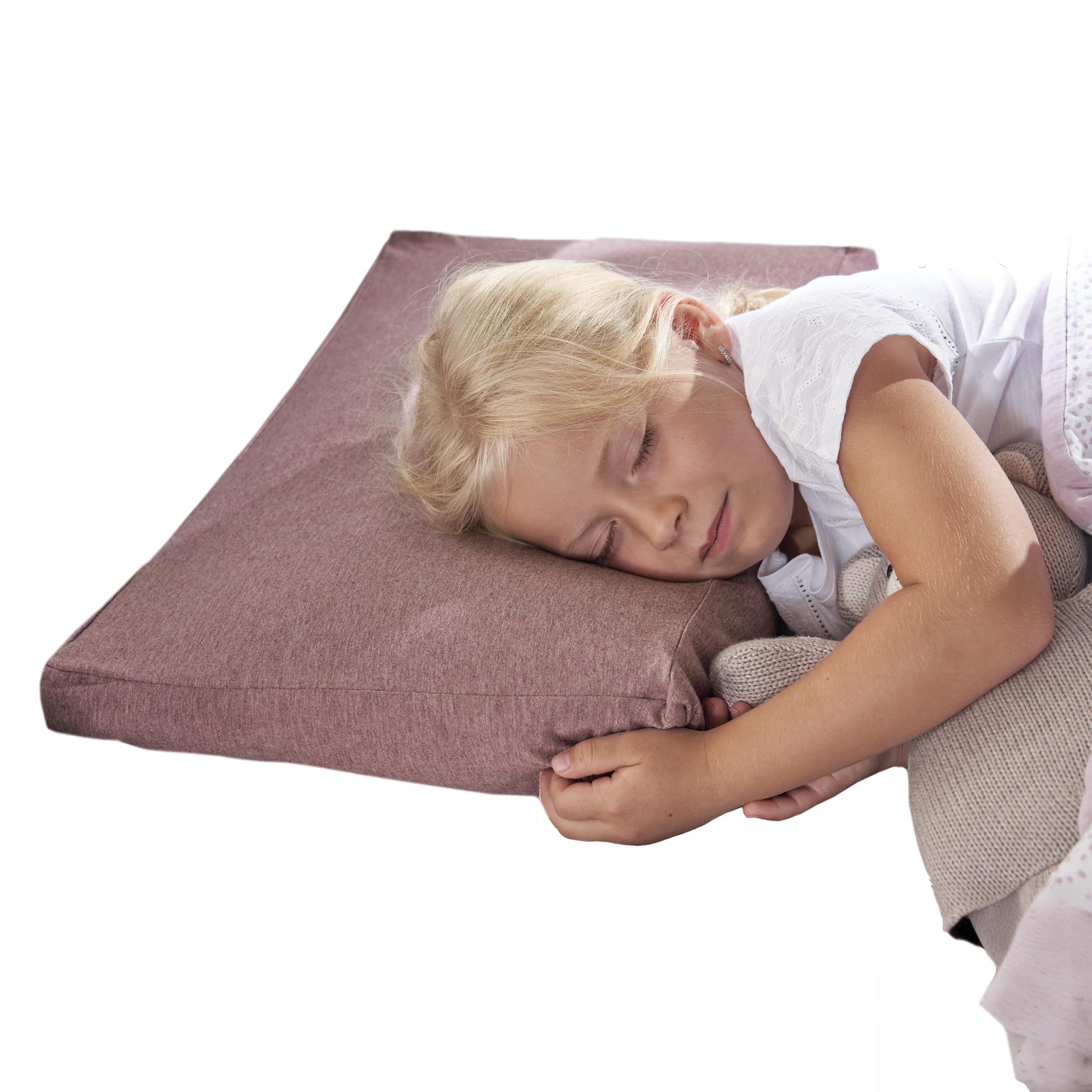 Theraline Kinderkopfkissen ab 2 Jahren, ca. 30x50cm, ergonomisches Schlafkissen & Nackenstützkissen, Memory Schaum & Perlen, patentiert, Kinderkissen für gesunden Schlaf, inkl. atmungsaktiver Bezug