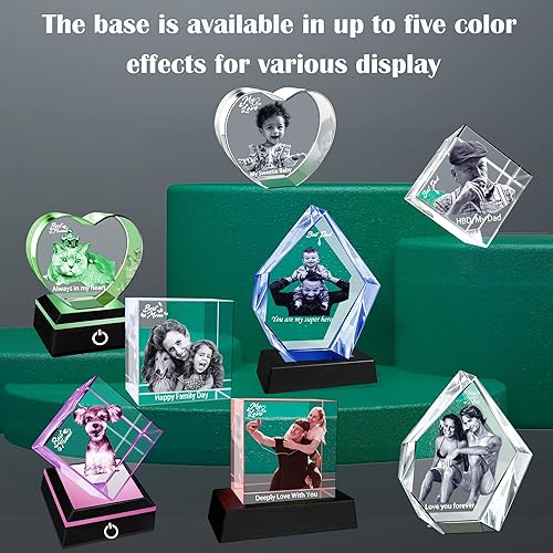 Miniatura 2 de Bivei Foto de cristal 3D con tus propias fotos para él, imagen grabada con láser 3D personalizada en cristal para parejas, decoración conmemorativa