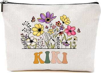 Kiki Wildflowers Gifts For Mothers Day Makeup Bags - Kiki Flower Gift Bags - Mom Birthday Gifts - Travel Cosmetic Bag For Birthday