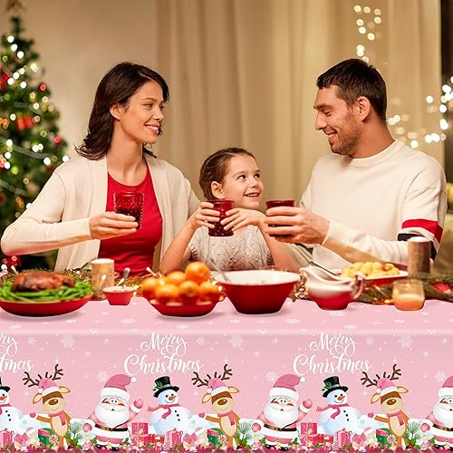 Miniatura 7 de Mantel de tela de Navidad para mesa rectangular, lavable, muñeco de nieve, Papá Noel, decoración para Navidad, suministros de fiesta de invierno