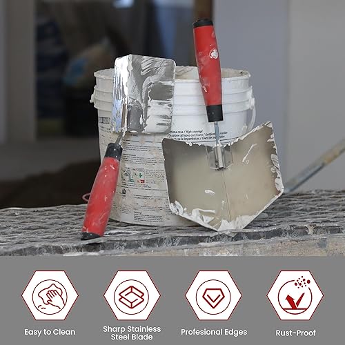 Miniatura 5 de SUMED - Paleta de esquina para paneles de yeso, 2 piezas, herramientas de acabado de esquina de acero inoxidable interior y exterior de 4 pulgadas