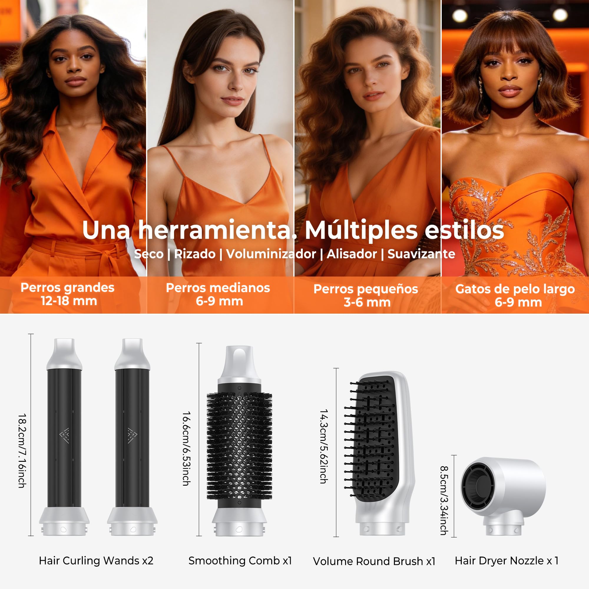 5 in 1 Air Styler e Spazzola Asciugacapelli - Kit Multifunzione con Spazzola Phon Volumizzante | Spazzola Rotante per Capelli, Arricciacapelli ad Aria e Lisciante