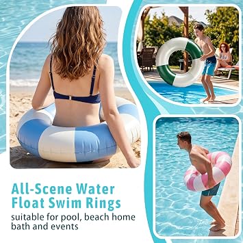3PCS Inflatable Pool Ring, Swimming Pool Inflatables Rings for Adults and Teens, Durable PVC Pool Floats Swimming Ring, Water Pool Tube Swim Ring for Summer Beach Party