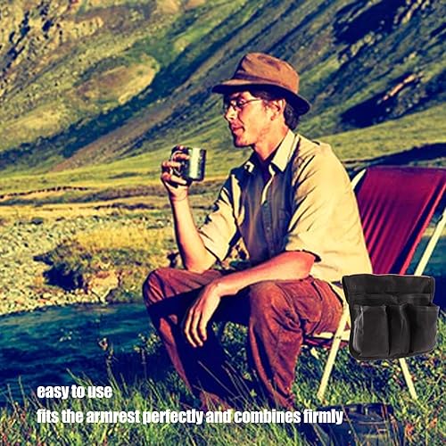 Miniatura 5 de Atyhao Bolsa para reposabrazos para silla de playa, sillas de campamento, bolsas de almacenamiento laterales, incluye 1 bolsillo grande y 3