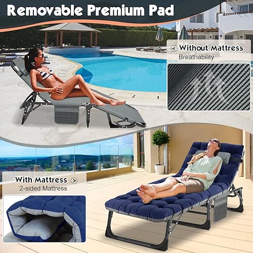 Miniatura 4 de MOPHOTO Catre plegable de camping para adultos, catre de dormir resistente para adultos, cama portátil para dormir al aire libre, cuna para uso en
