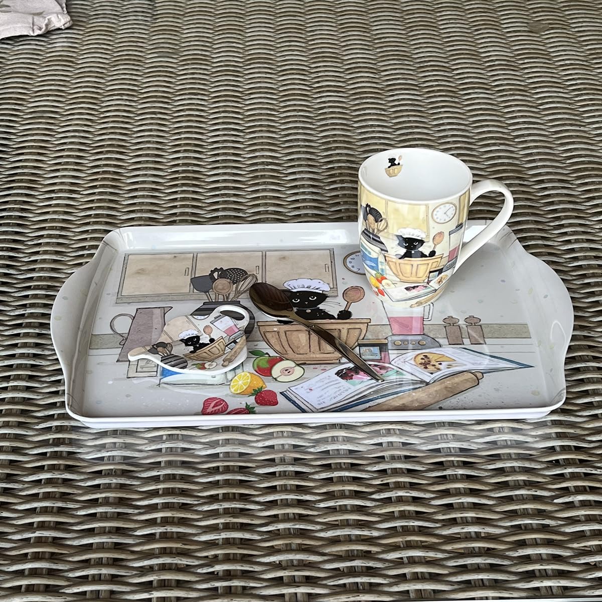 Bol Chat KIUB En Porcelaine Fine 500 Ml - Motif Chat Dormant Sur Étage Avec Plantes