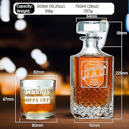 Miniatura 2 de Juego de decantador de taza para beber para papá, juego de decantador de whisky con 2 vasos, regalos de cumpleaños para papá de hija hijo, mejores
