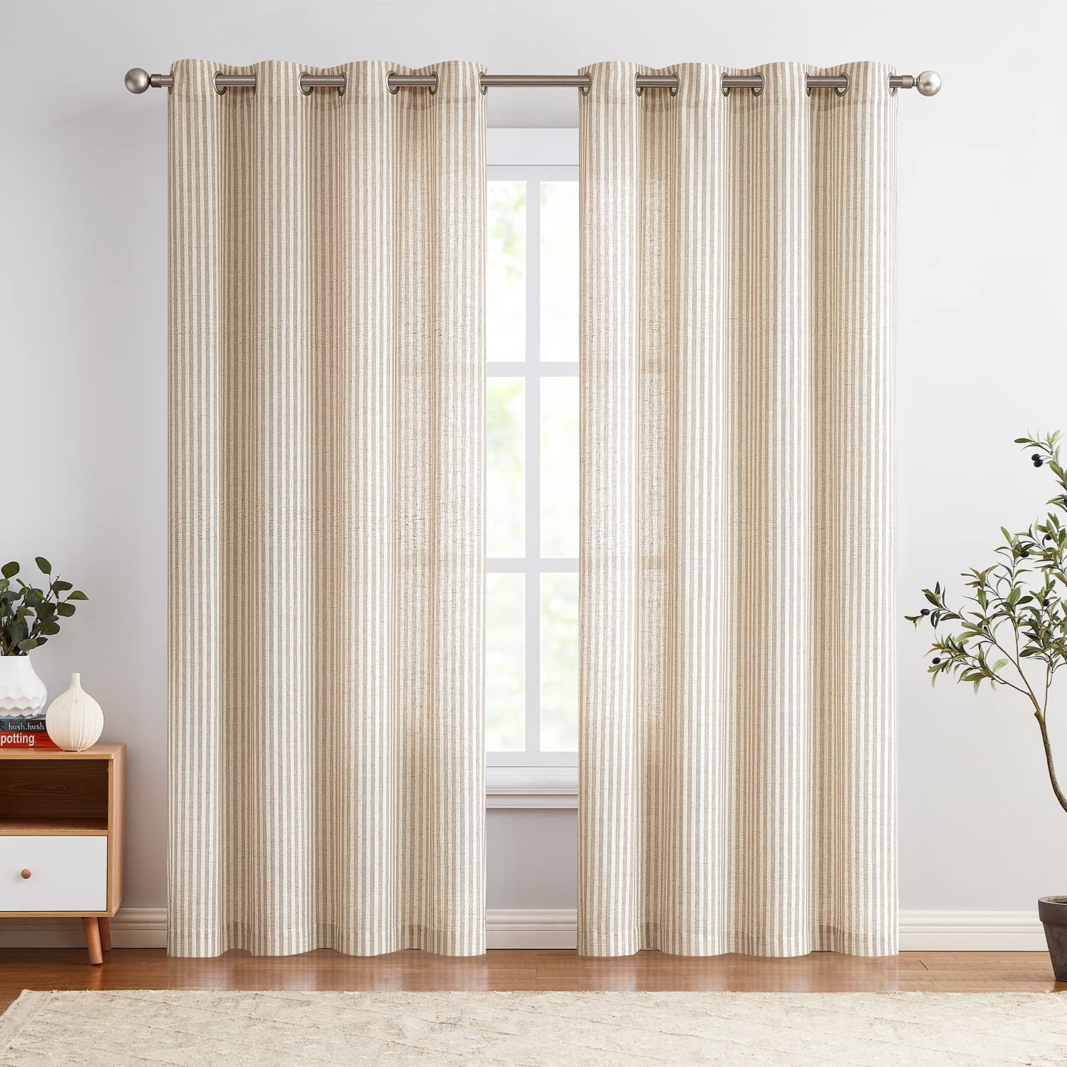 Draperies intérieures lin de style rustique campagne chic lot de 2 rideaux