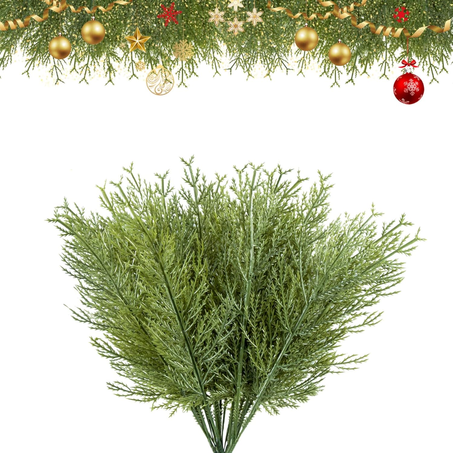 Sukh 25pcs Artificial Pine Branches – Faux Evergreen Pine Leaves Pine Sprigs Christmas Stem Christmas Greenery Picks Decoration Centerpieces Real Touch Cedar Stem Pine Tree Stems for Vase Table Decor Sukh 25pcs Artificial Pine Branches – Faux Evergreen Pine Leaves Pine Sprigs Christmas Stem Christmas Greenery Picks Decoration Centerpieces Real Touch Cedar Stem Pine Tree Stems for Vase Table Decor