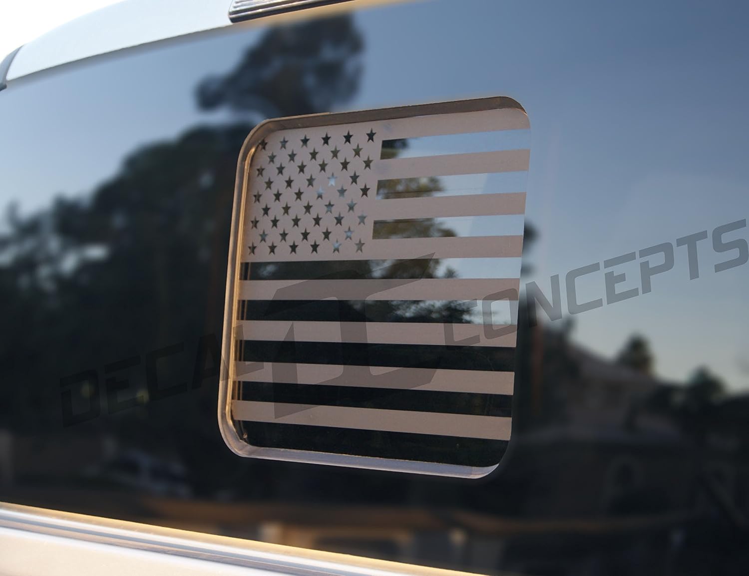 Decal Concepts Flat Black American Flag Rear Window Accent Decal (Fits F150 2015-2022) (Fits F250 2017-2022)