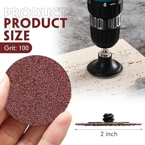 Miniatura 9 de Newwiee 150 discos de lijado de 2 pulgadas con bloqueo de rollo de grano 36, disco de lijado para preparación de superficies, tira de molienda,