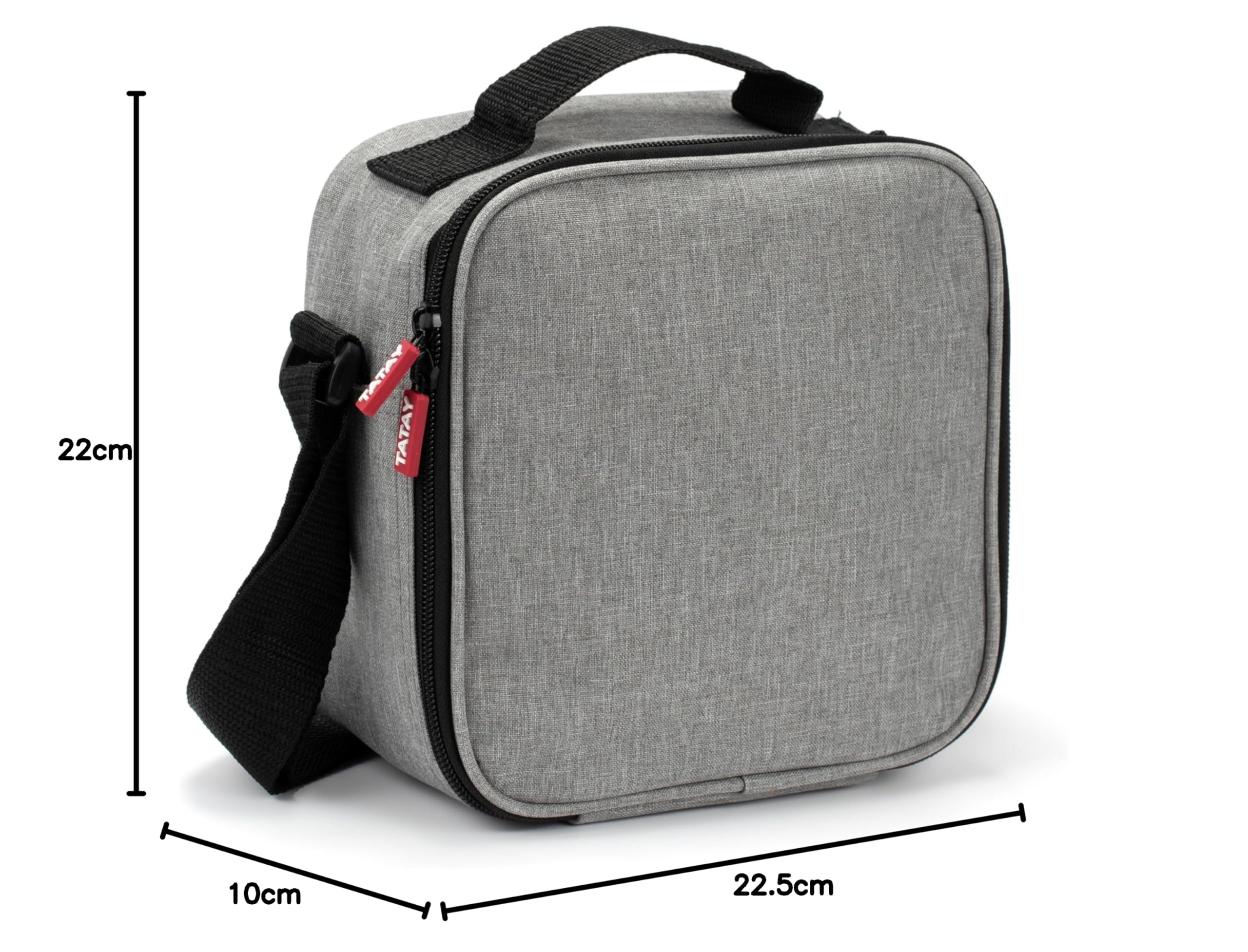 TATAY Torba Termiczna na Lunch, 4 Pojemniki: 2x0,5 L, 2x0,2 L | Torba Termiczna na Lunch | Urban Food Casual 3 L | 22,5x10x22 cm | Wodoszczelny Design | Potrójna Izolacja, Szary