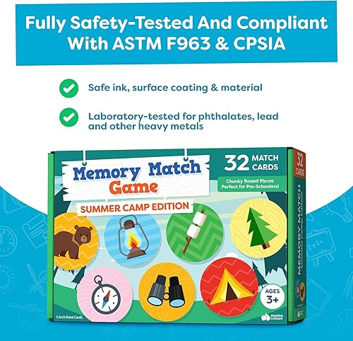 Vista 6 de Juego de memoria a juego - Juegos de memoria para niños de 4 a 8 años - Juegos de memoria para niños pequeños de 3 a 5 años - Juguetes de campamento