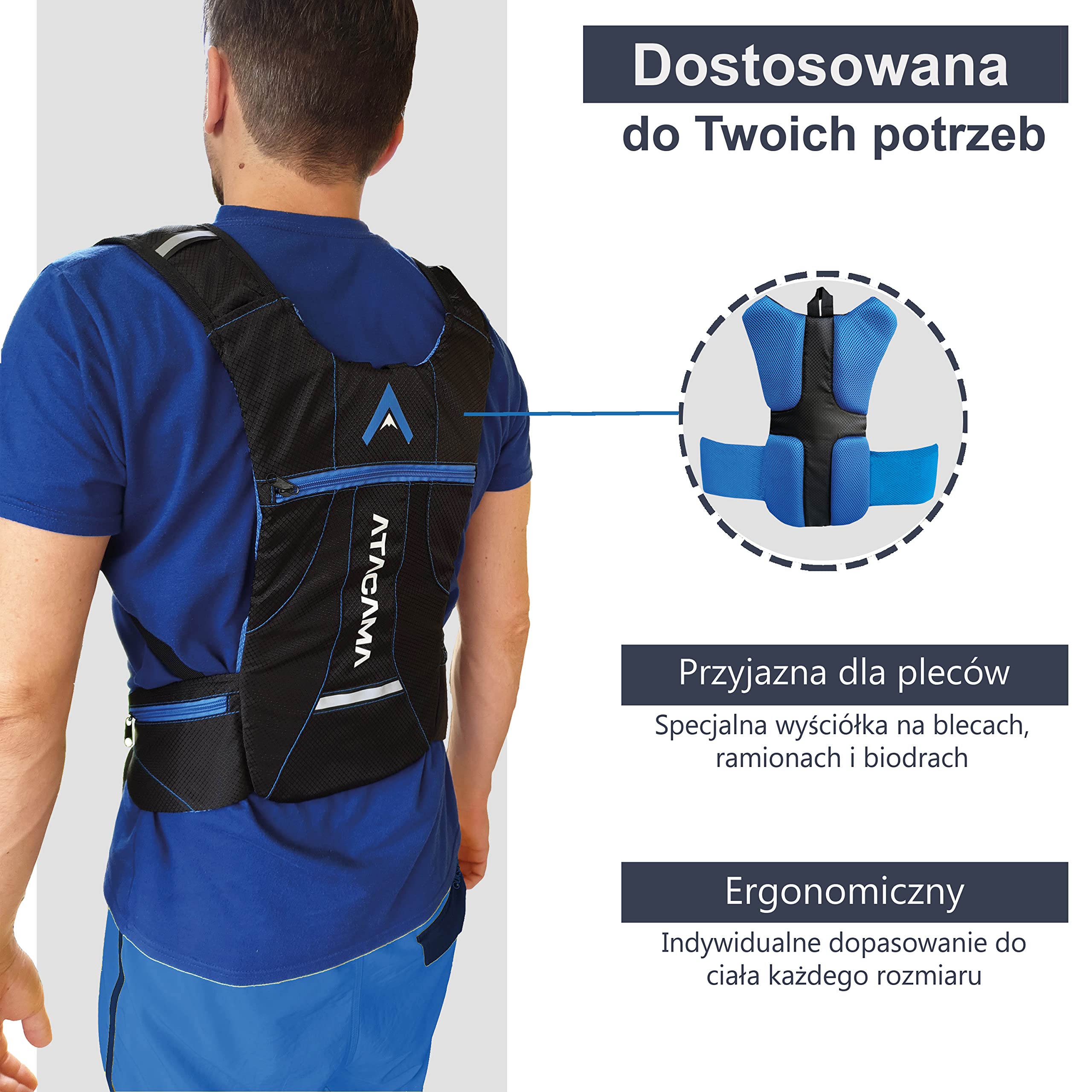 Atacama Plecak do picia, plecak biegowy, plecak rowerowy, plecak opcjonalnie z bukłakiem 2 l