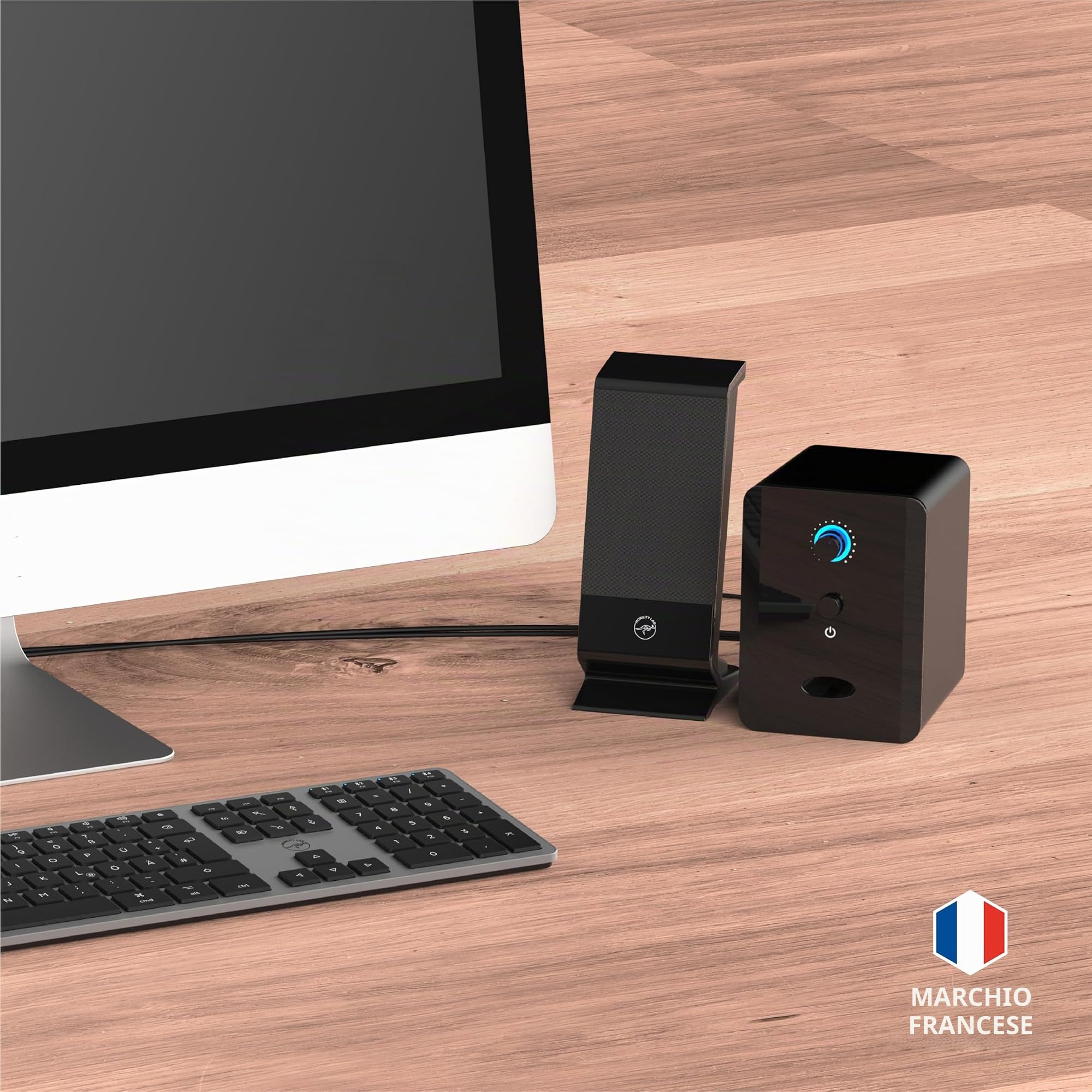Mobility Lab – ML314006 – Altoparlante PC 2.1 Multimedia – Suono Ricco, Bassi potenti, Pulsante Volume integrato, Connessione cablata USB e Jack – Compatibilità macOS e Windows – Nero