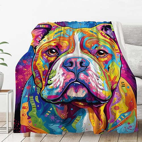 Miniatura 8 de Regalos de bulldog francés mantas coloridas del arte del chapoteo, 50"x40" ideas de regalo para los amantes de los franceses