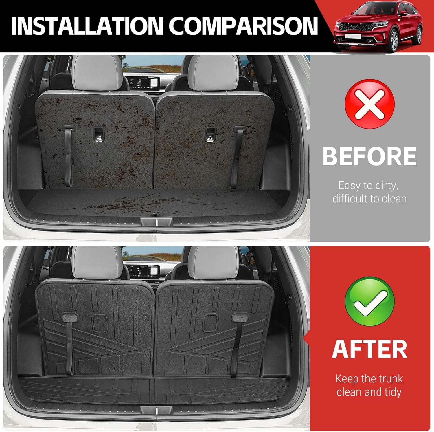 Cargo Mat Seat Back Cover Fit for 2021-2025 Kia Sorento Hybrid PHEV Accessories, Cargo Liner Trunk Mat TPE Trunk Liner for 2021 2022 2023 2024 2025 Kia Sorento(Cargo Mat)