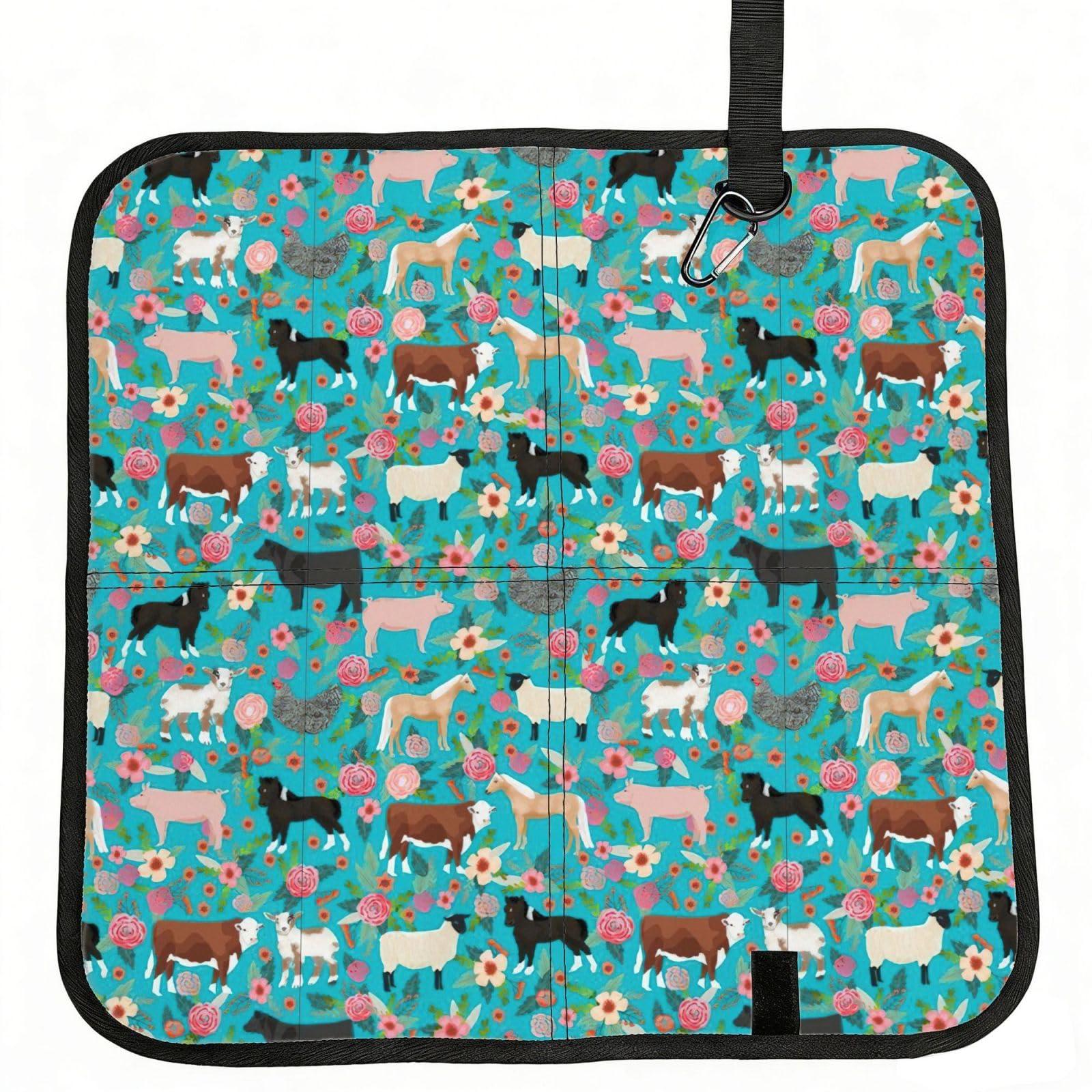SDEGTHO Sheep Printed Foldable Seat Pad with Closure, Lightweight Cushion for Airplane Travel Camping