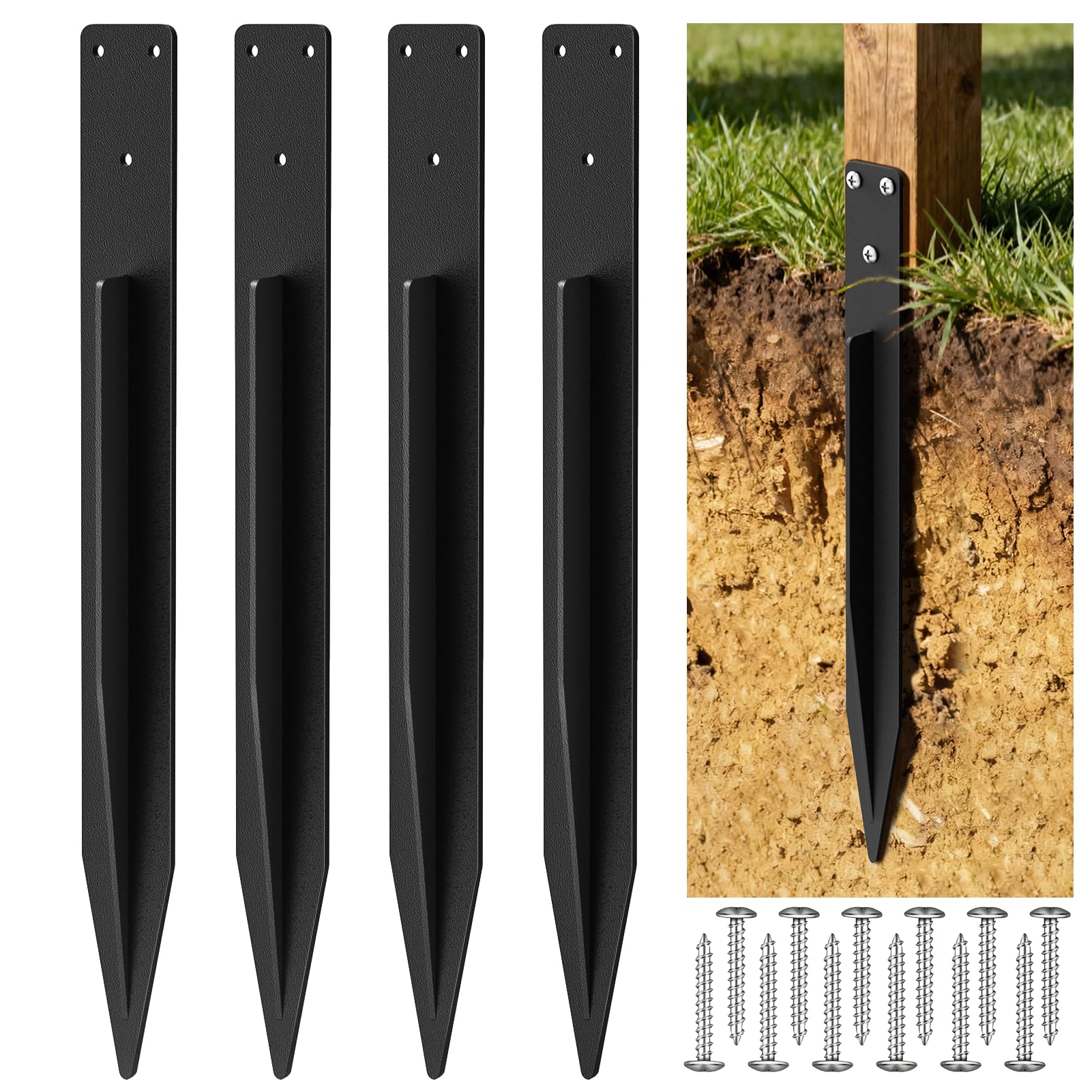 KHAMAL Einschlaghülse Bodenhülse 4er-Pack – Stabil Einschlagbodenhülse Schaukeln, Gartenzäune & Markisen auf jedem Untergrund (41x4 cm)