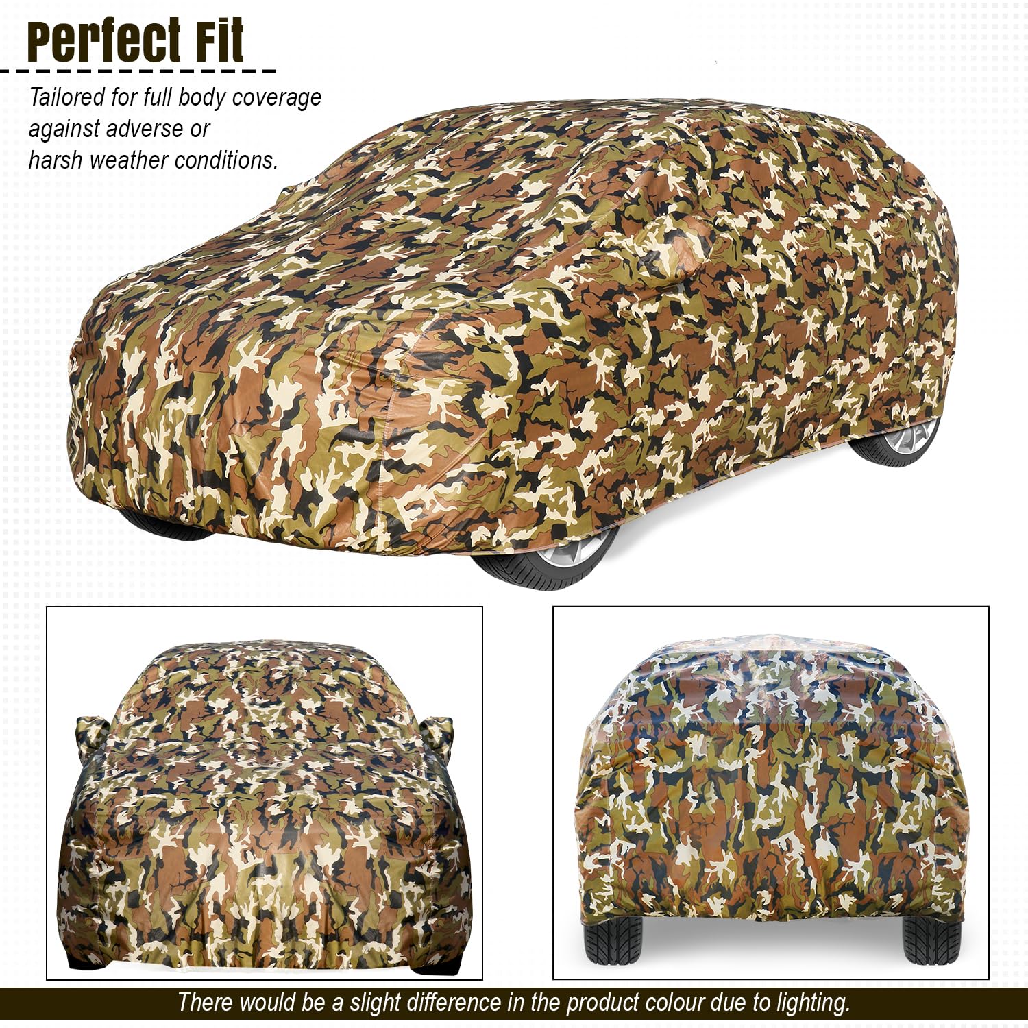 Pivalo Car Body Cover for Kia Carens All Model & Years (2022-2025) 100% Waterproof with Mirror Pockets, Triple Stitched Dustproof Heat Resistant UV Protection (Military/Jungle/Camouflage) - Image 4 thumbnail