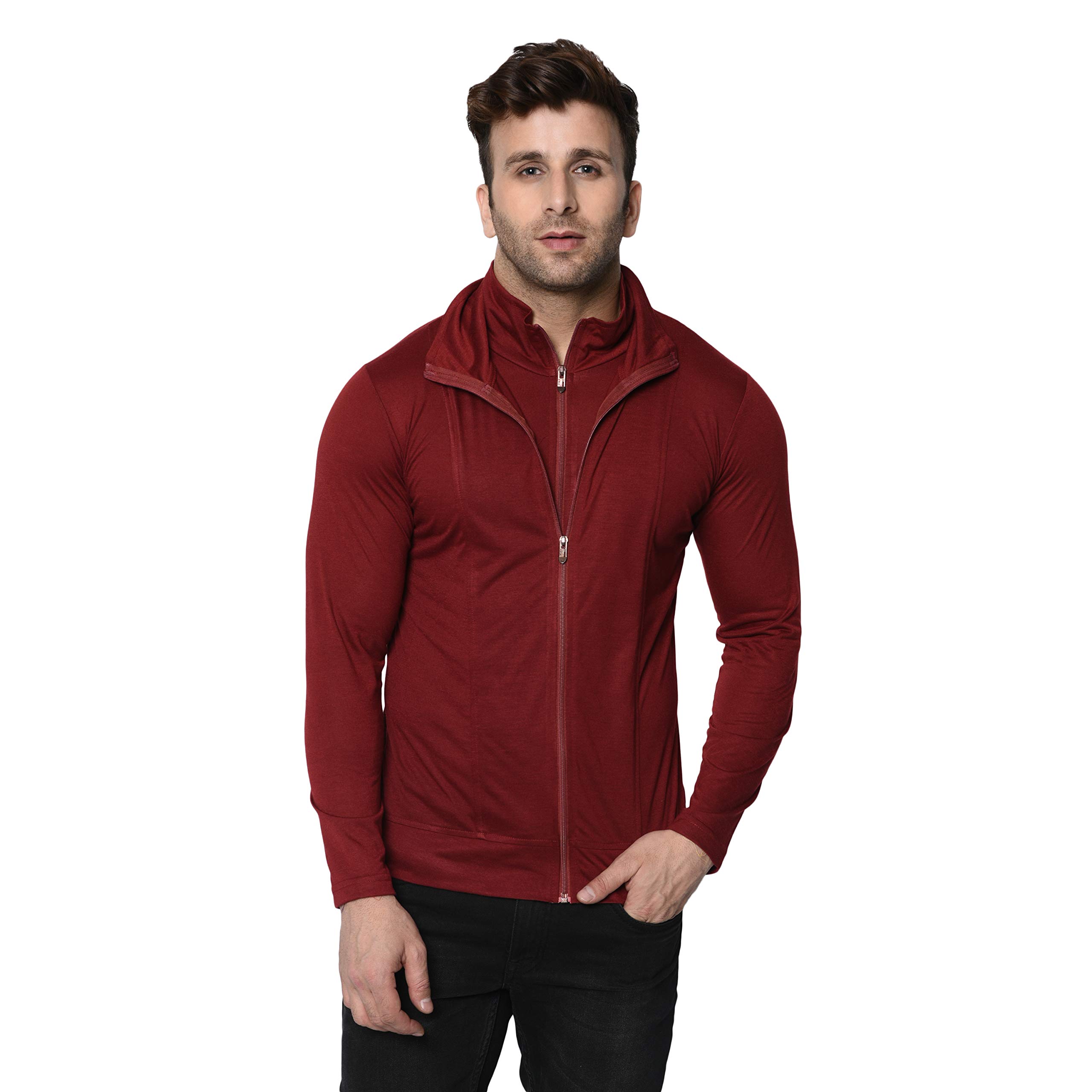 Men's Full Sleeve Cotton Blend Polo Neck T-Shirt-picture-15