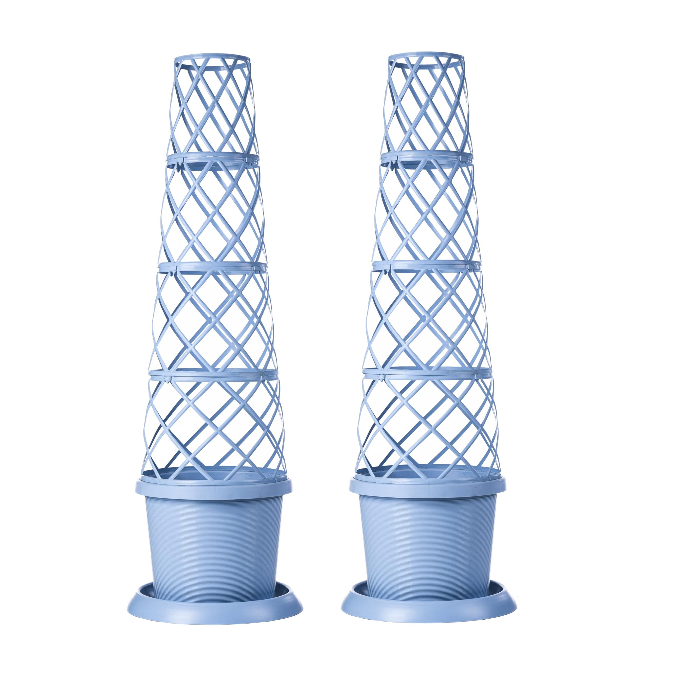 Garden Gear Plant Pot Tower Planter & Flower Climbing Frame, Height 130cm, Weather-Resistant in Mayan Blue or Pistachio Green (2, Mayan Blue)