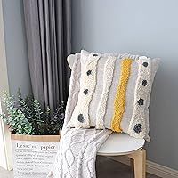 Vista 7 de Funda de cojín bohemia copetuda con rayas tejidas a mano, lino y algodón, funda de cojín decorativa simple para sofá y sofá, 18 x 18 pulgadas, 1