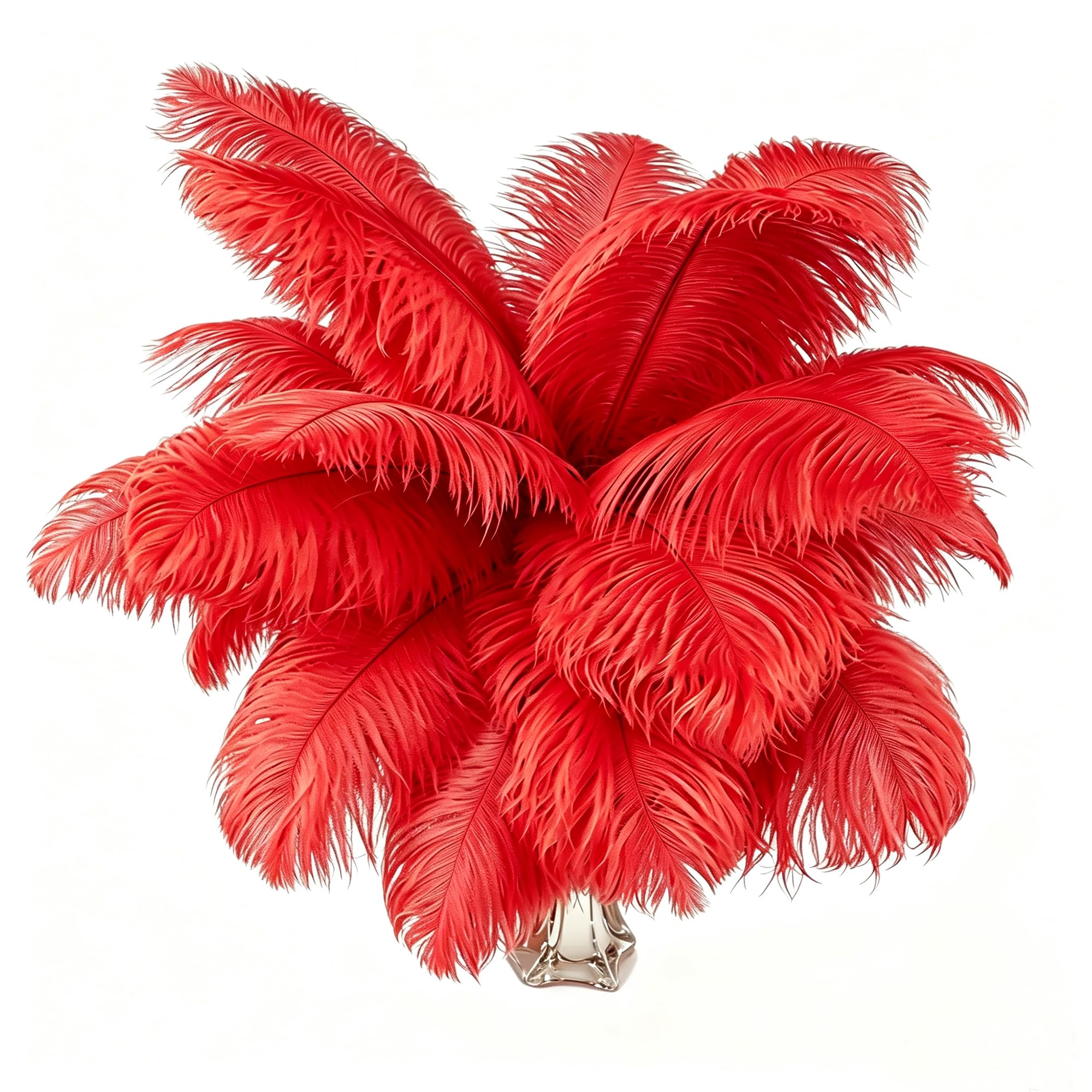 Ostrich Feathers for Crafting Natural Bulk 10pcs 12-14inch(30-35cm) Soft Fluffy Feathers Perfect DIY for Vase Fillers Wedding Decor (Red)