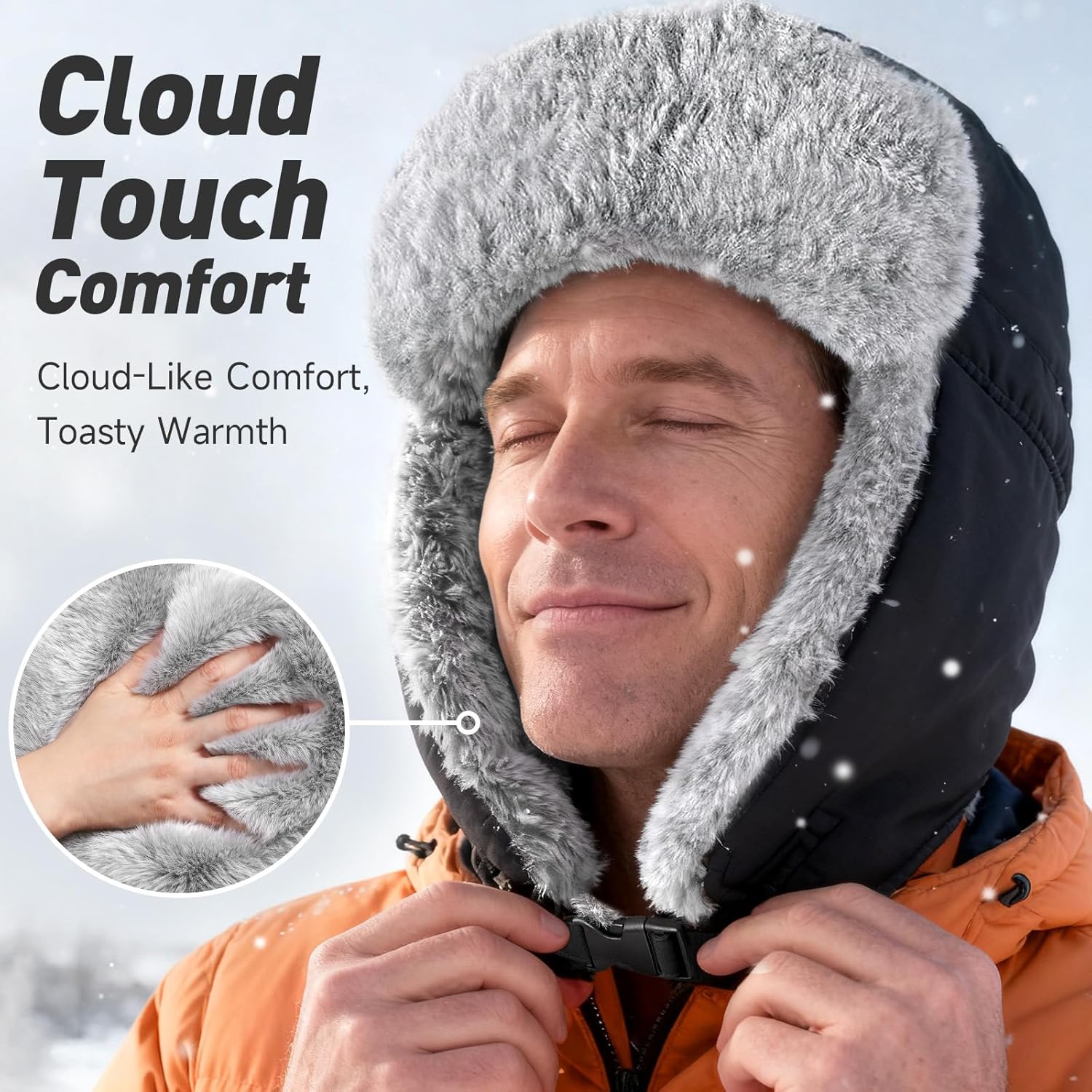 LETSHAKE Winter Trapper Hat for Men Women Extra Thick -10°F Cold Weather Bomber Hunting Hat for Outdoor Activities, Adjustable Russian Ushanka Aviator (56-62cm) Black - Image 2