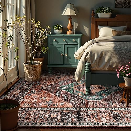 Miniatura 9 de Lahome Alfombra bohemia para pasillo, 2 x 7 pulgadas, resistente a las manchas, antideslizante, lavable, tapete de baño de 7 pies, ligero, con