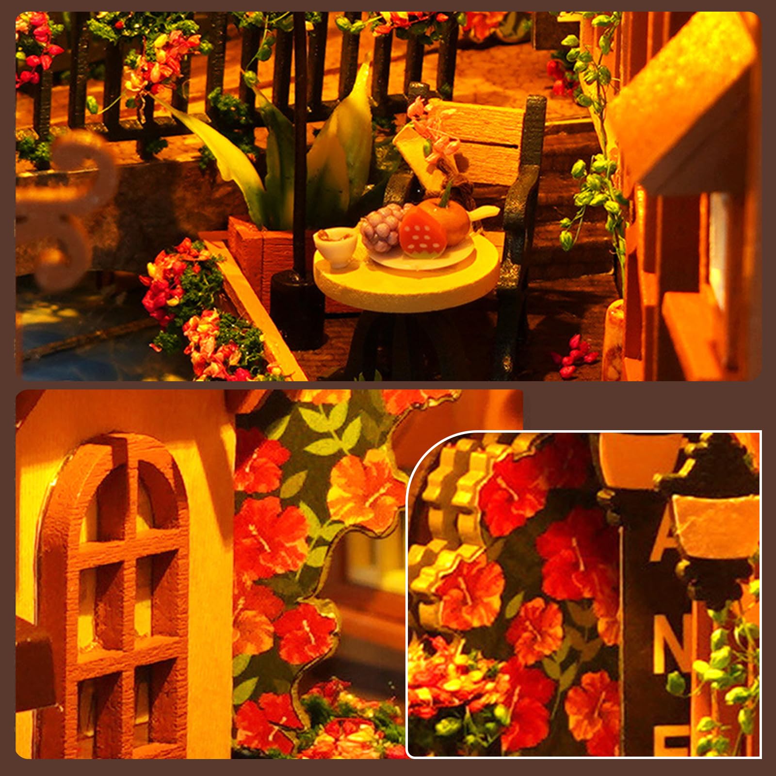 Kit De Mini Casa De Muñecas DIY – Rincón De Libros Con Luz LED, Maqueta De Madera 3D Para Decoración, Manualidad Para Adultos Y Regalo Original (15.9x9.2x22.5 Cm)