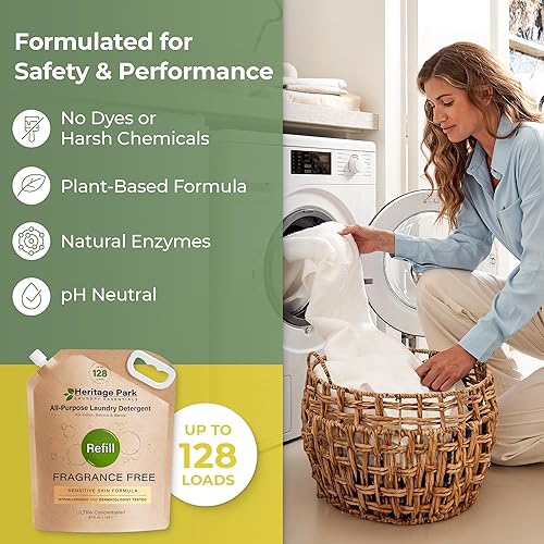 Miniatura 54 de Heritage Park - Detergente de lujo para ropa Detergente para ropa natural y enzimático probado por dermatólogos, a base de plantas, respetuoso