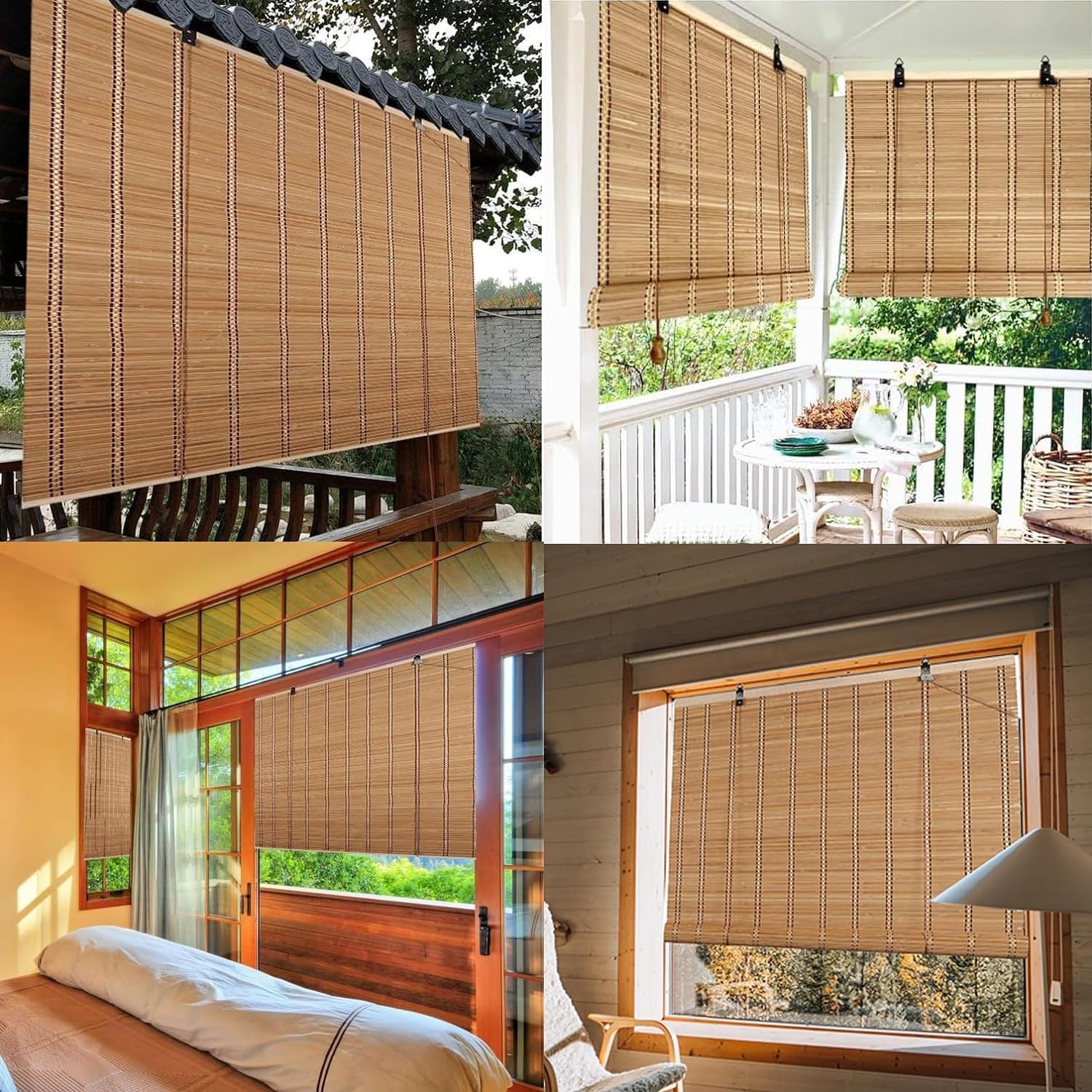 Stores en Bambou pour Fenêtre,Store Enrouleur Bambou Naturel,Store Venitien Bois,Store Bateau à Traction Latérale pour Extérieur/Intérieur,Rideau Occultant,Largeur x Hauteur (60x280cm)