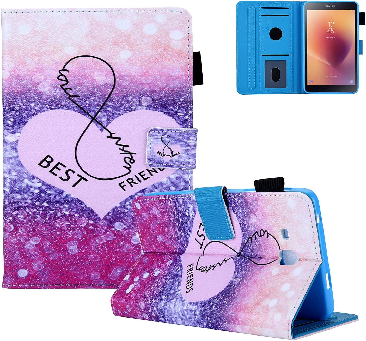 DteckCase for Galaxy Tab A 7.0, SM-T280 Case - PU Leather Protective Flip Cute Case Cover with Stand/Card Slots for Samsung Galaxy Tab A 7.0" Tablet (2016 Release) Model SM-T280/SM-T285, Purple