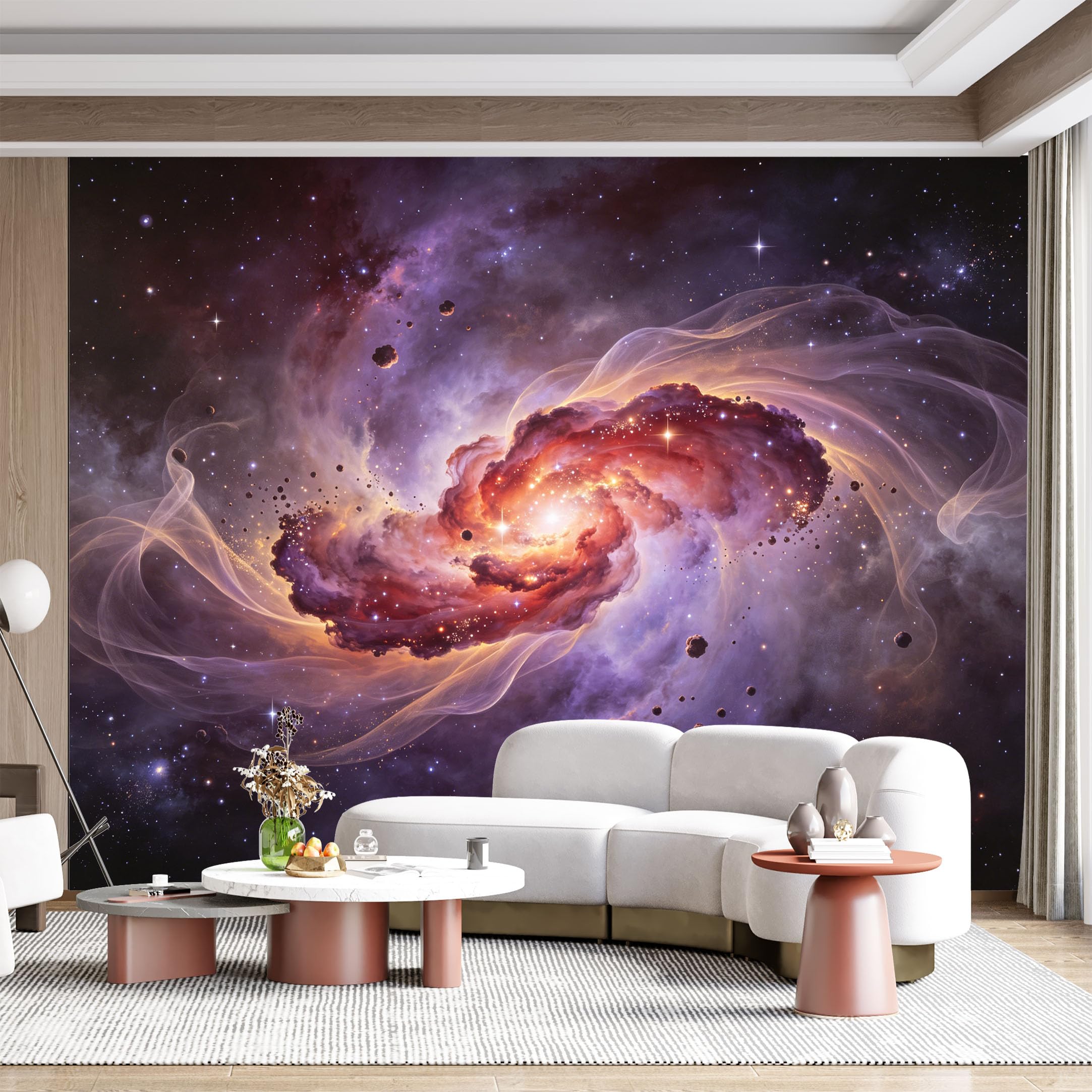 Custom Size Wall Mural Cosmic Nebula Galaxy Stars Outer Space Swirls Panoramic SelfAdhesive Wall Fabric Removable for Home Office Decor