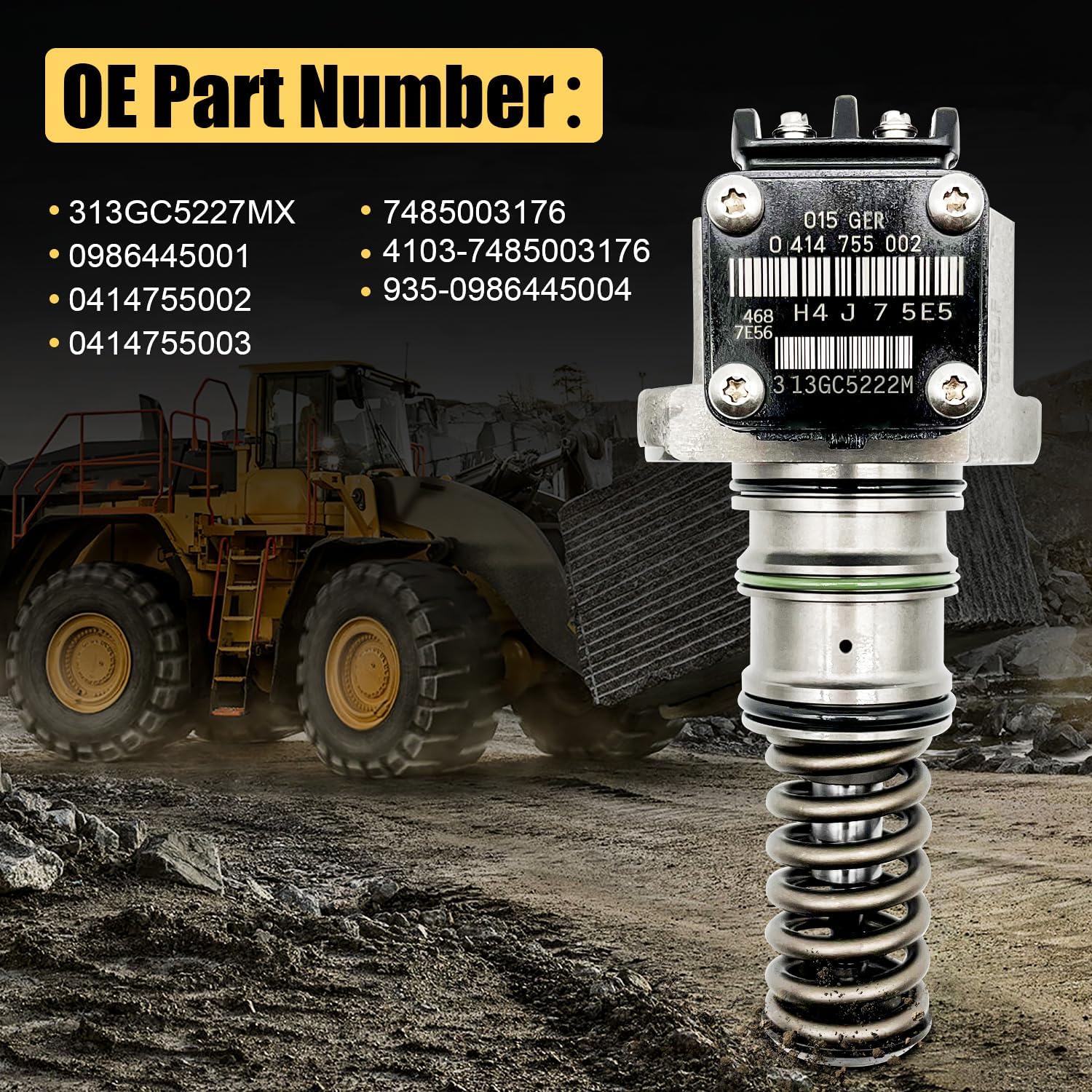 Fuel Injector Unit Pump 0986445001 Compatible with 1997 1998 1999 2000 2001 Mack E7 Motors 0414755002, 313GC5227MX