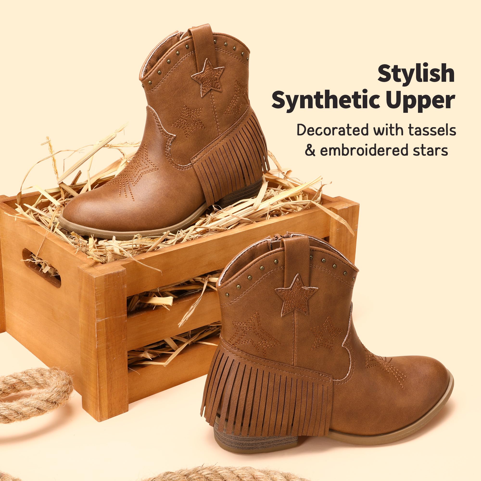 DREAM PAIRS KIDS Botines Comodas Niñas Botas Cowboy Chicas Botas de Campera Niñas Moda SDBO2302K