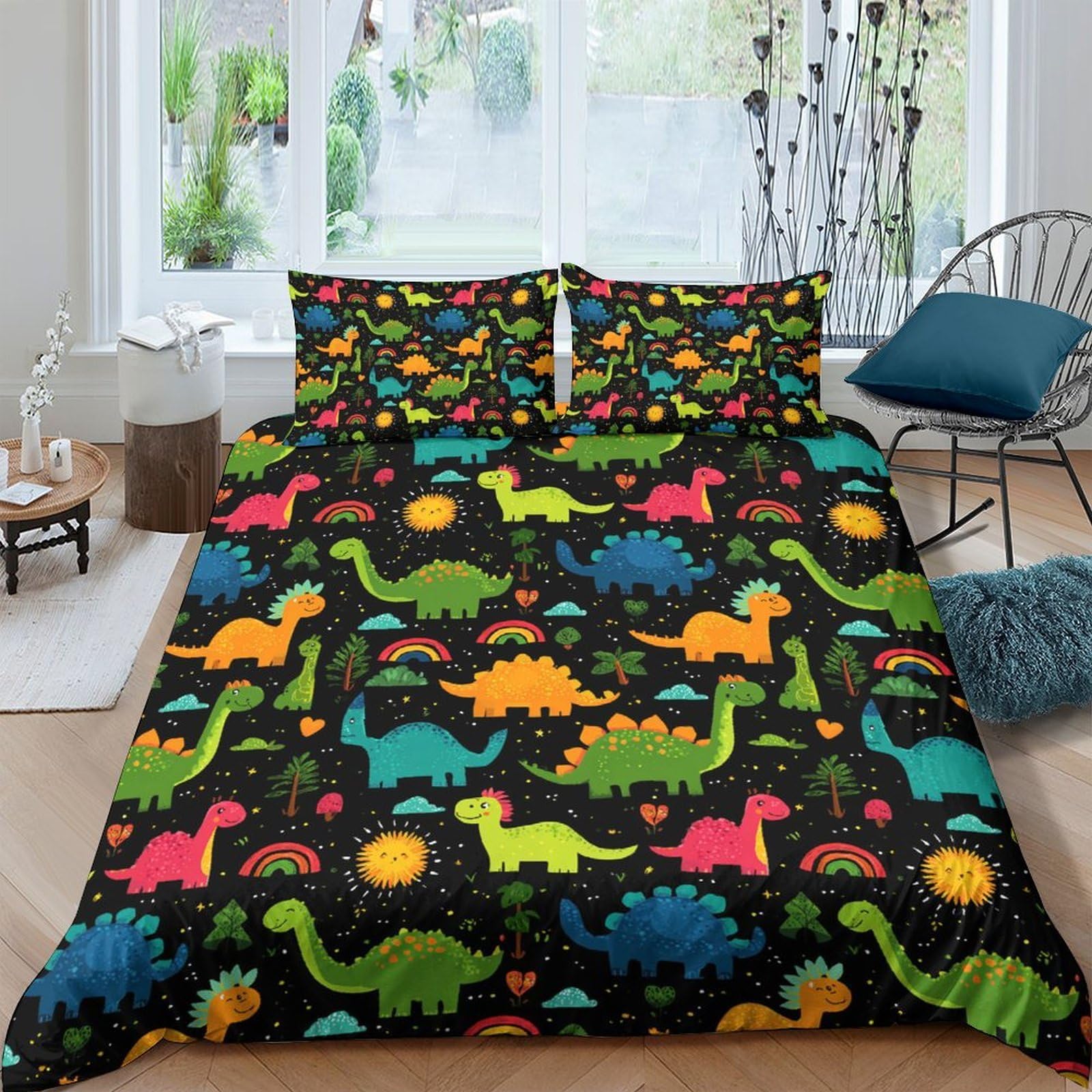Ctjqhvkz Style-6 3D Printed Colorful Dinosaur Fitted Sheet Microfiber Soft Anti-Slip Bed Sheet For Bedroom Dorm Guestroom Decor Single（135X200cm）