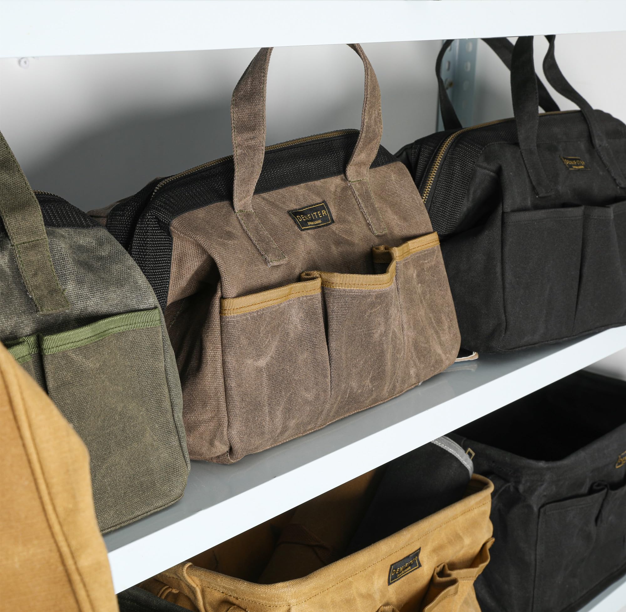 Brede mond gereedschapstas, canvas zware handtas met hoge capaciteit, draagbare multifunctionele gereedschapstas for opslagsleutel, schroevendraaiers, tang, spijkers (Size : M