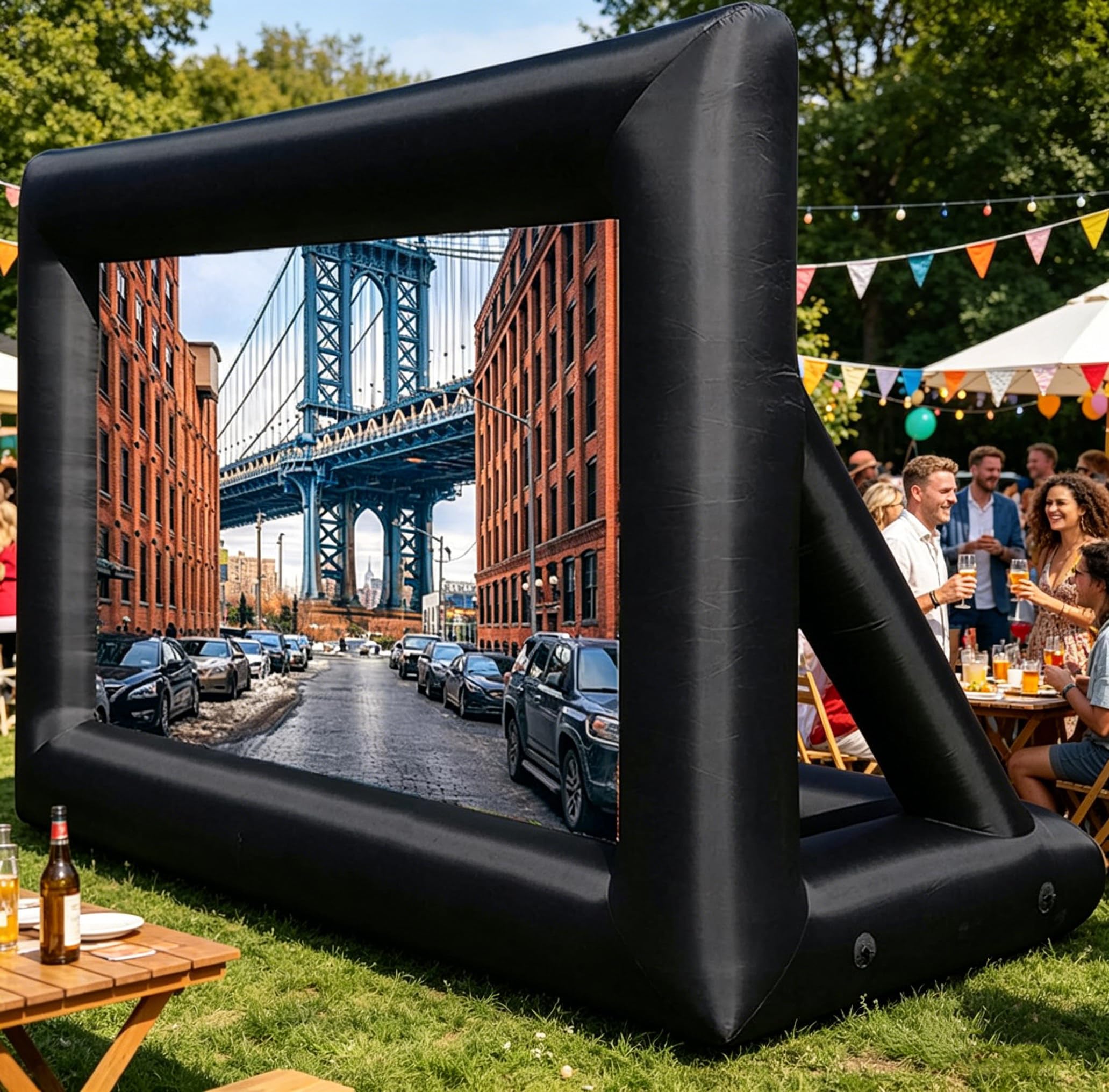 Schermo Gonfiabile per Proiezioni All'aperto Da 4,2 a 7,3 Metri, Con Soffiatore D'aria E Borsa per Il Trasporto, Perfetto per Serate Cinema in Giardino, Feste a Tema E Celebrazioni 24ft