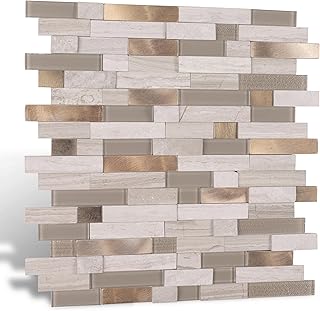 Nicesungdeco Peel and Stick 3D Natural Stone Mosaic Backsplash Tiles, 12...