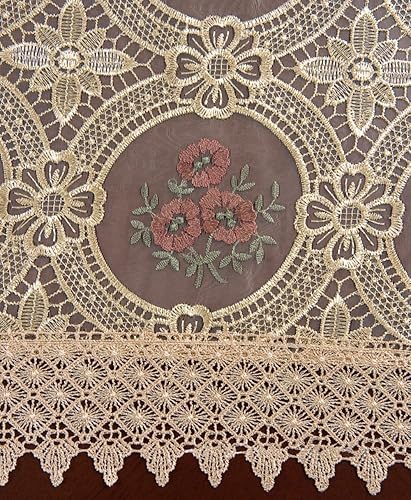 Miniatura 10 de Simhomsen Mantel de encaje floral beige vintage rectangular 60 × 120 pulgadas